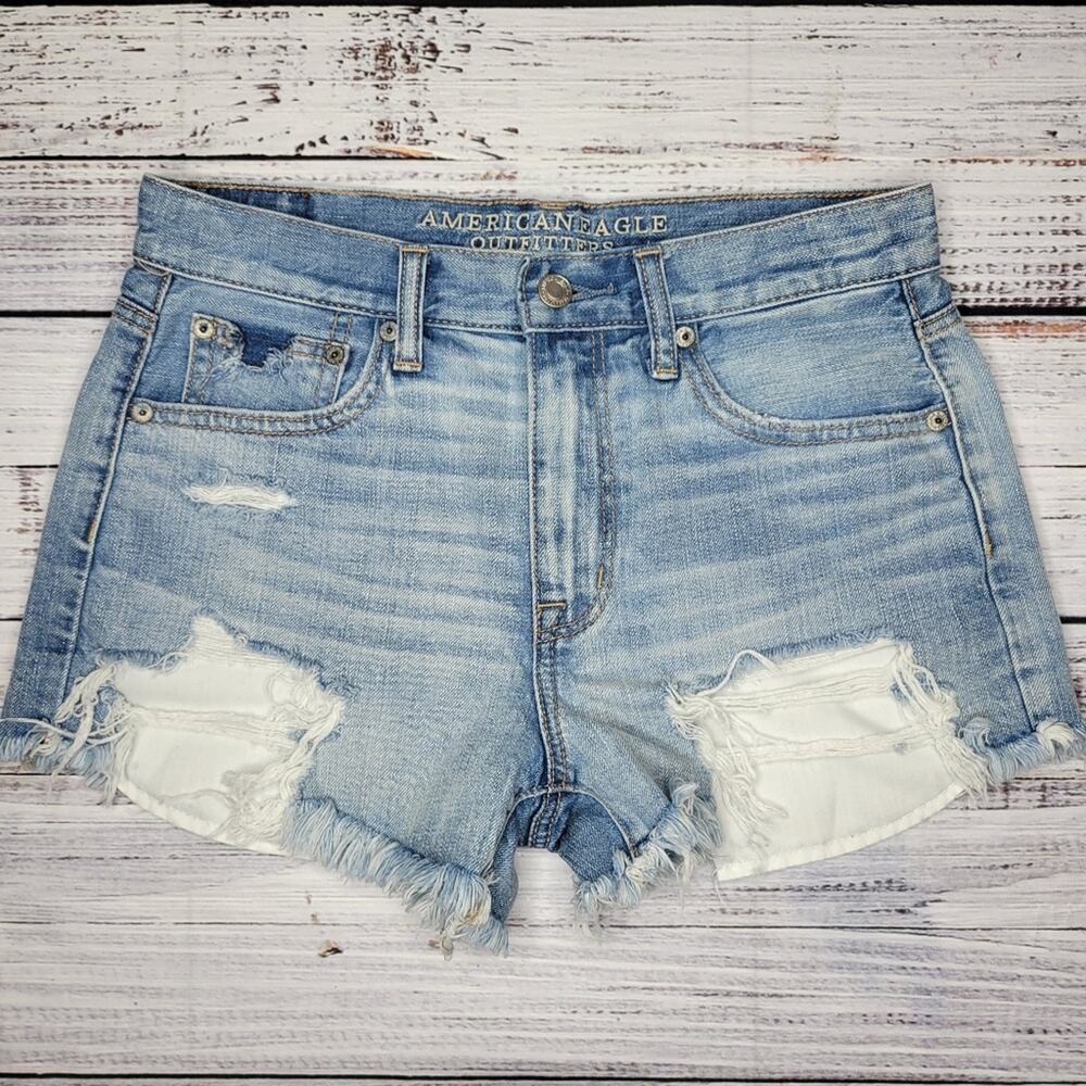 American Eagle Outfitters Vintage Hi-Rise Festival Distressed Denim Shorts | 4